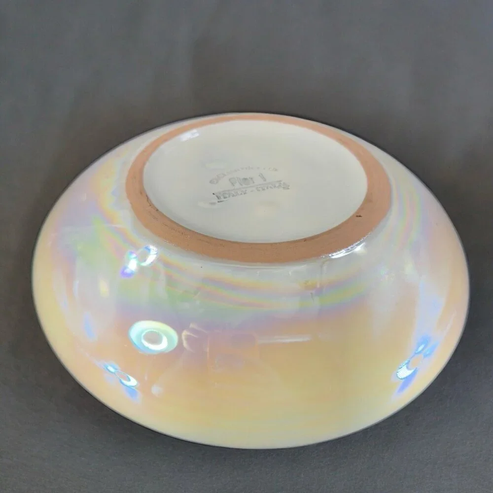 Pier 1 Pottery Planter Bowl Italian Yellow Iridescent Luster Finish Made Italy‎